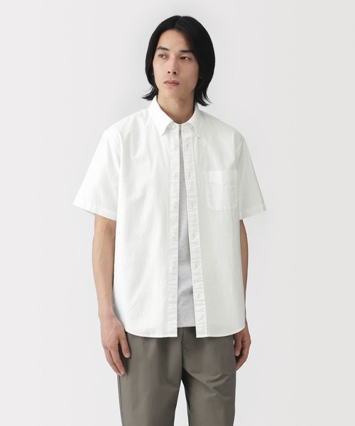 無印良品（MUJI） シャツ 紳士 洗いざらしオックスボタンダウン半袖