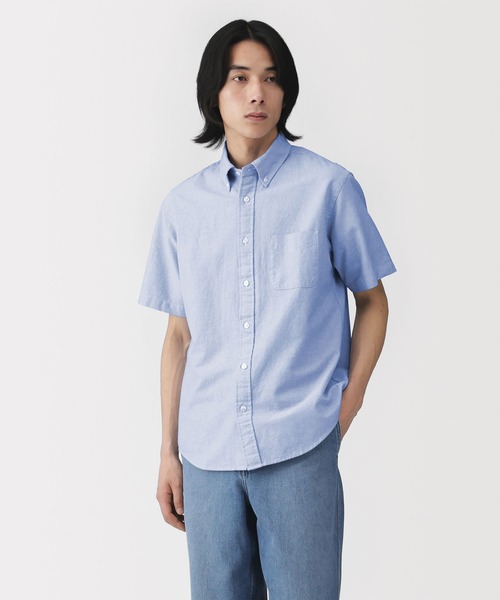 無印良品（MUJI） シャツ 紳士 洗いざらしオックスボタンダウン半袖