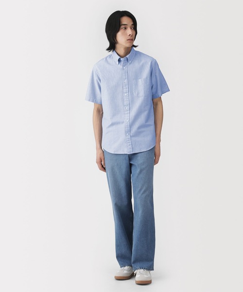 無印良品（MUJI） シャツ 半袖 紳士 洗いざらしオックスボタンダウン