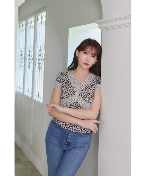 Her lip to Cherry Pattern Lace Trim Top レディース : ZOZOTOWN