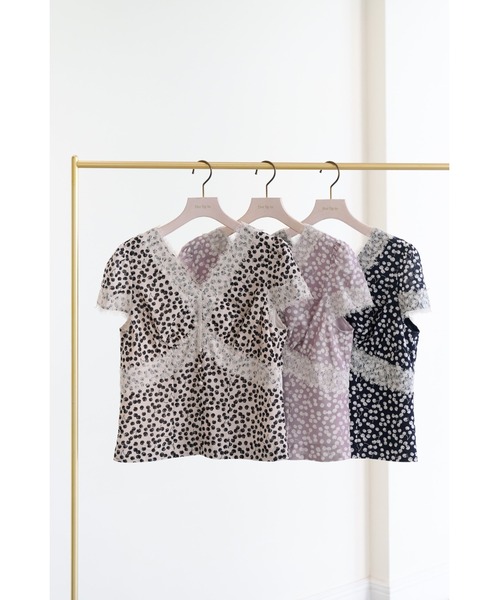 Her lip to Cherry Pattern Lace Trim Top レディース : ZOZOTOWN