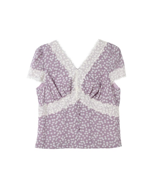 Her lip to Cherry Pattern Lace Trim Top レディース : ZOZOTOWN