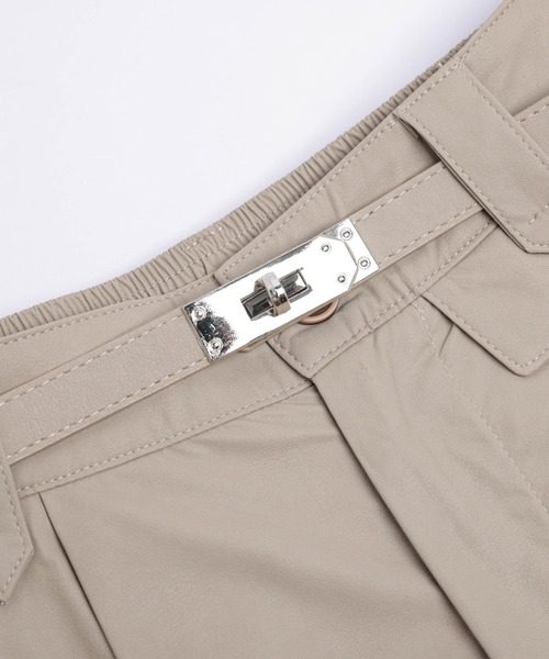 ロング スカート ベルト付き レザーライクロングスカート/Aライン/バックゴム | ブランド登録なし | 20
