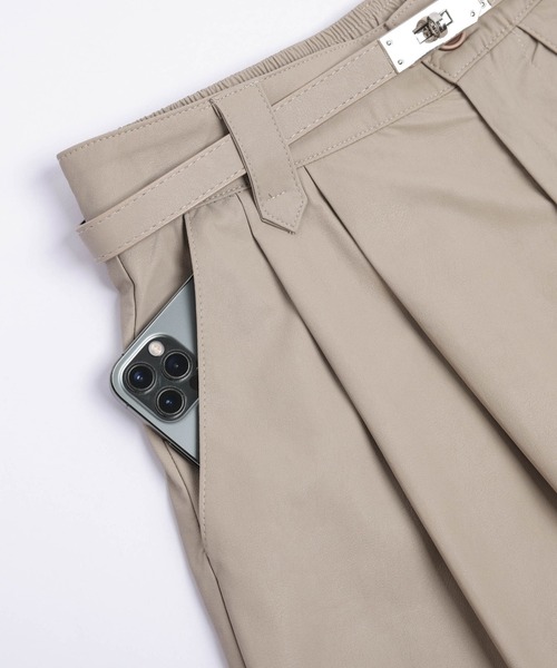 ロング スカート ベルト付き レザーライクロングスカート/Aライン/バックゴム | ブランド登録なし | 21