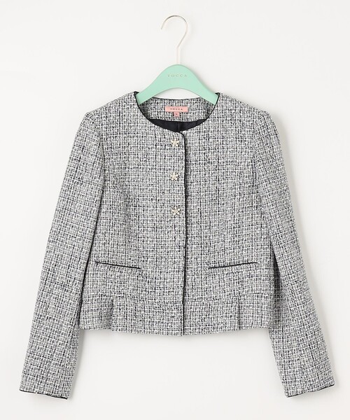 ❤新品❤TOCCA ホワイト ノーカラージャケット M TOCCA ジャケット ノーカラージャケット PRIMAVERA レディース