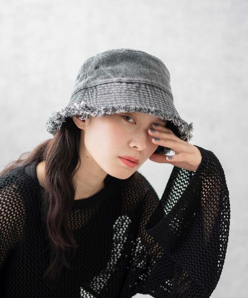 デニム フリンジ バケットハット WEGO（ウィゴー） 帽子 ハット レディース WEGO/デニムフリンジ