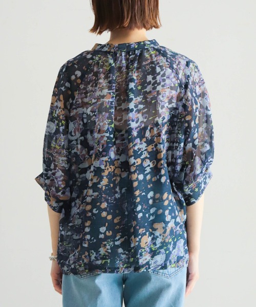 シャツ ブラウス 抽象柄シルクシフォン タイ付キブラウス2 レディース 