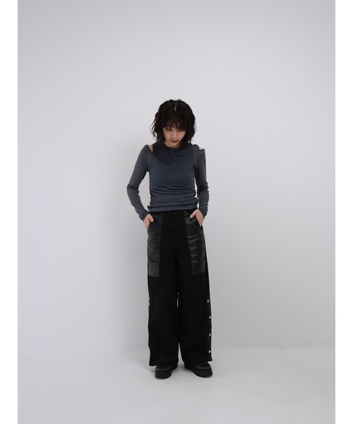 Enewd nina パンツ 「ZOZO限定」レザー ミックス スナップ パンツ