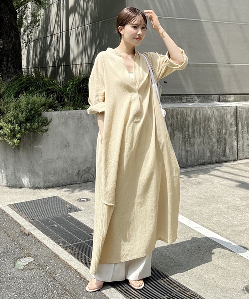 美品◆Plage◆スキッパーシャツワンピース◆プラージュ セール】【R'IAM】スキッパーシャツワンピース（ワンピース