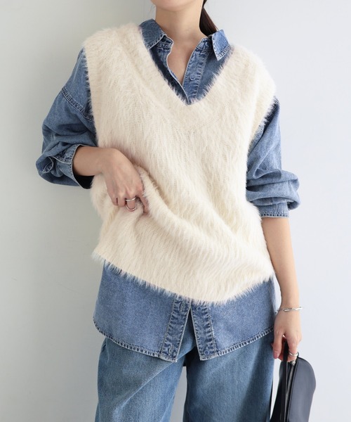 うさお　cen.Vネックコットンニットベスト　新品 Vネックニットベスト（12-76KK01-205）｜コムサイズム（COMME CA ISM