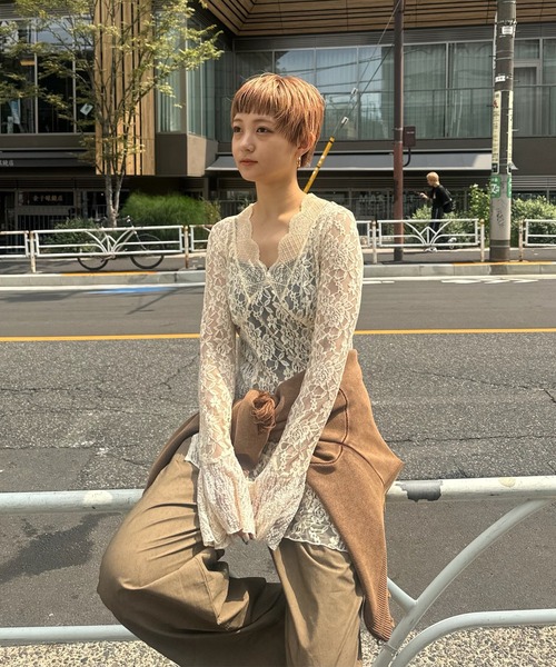 Ameri（アメリ） tシャツ COMBINATION LACE TOP レディース : ZOZOTOWN