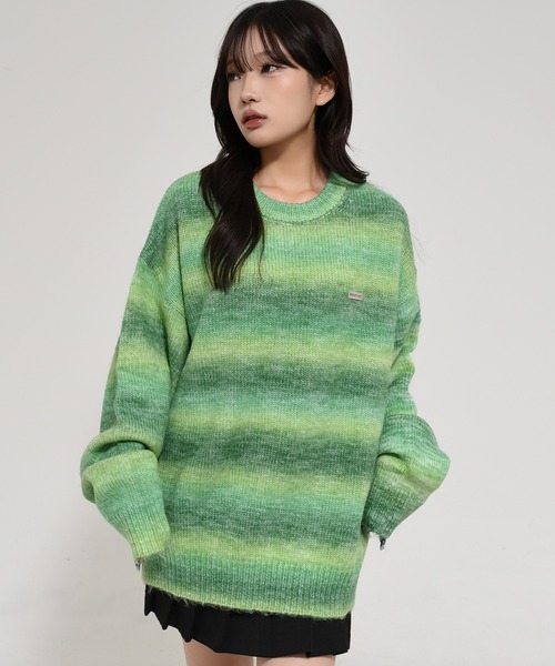 ニット セーター 「OY/オーワイ」 HAIRY GRADATION STRIPE KNIT/ヘアリーグラデーション ストライプニット レディース メ