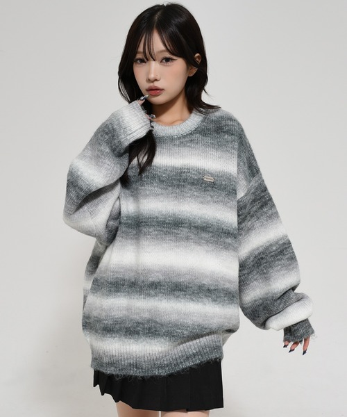 ニット セーター 「OY/オーワイ」 HAIRY GRADATION STRIPE KNIT/ヘアリーグラデーション ストライプニット レディース メ OY ニット セーター 「OY/オーワイ」 HAIRY GRADATION STRIPE