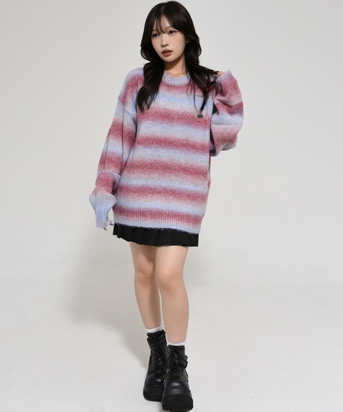 ニット セーター 「OY/オーワイ」 HAIRY GRADATION STRIPE KNIT/ヘアリーグラデーション ストライプニット レディース メ OY ニット セーター 「OY/オーワイ」 HAIRY GRADATION STRIPE