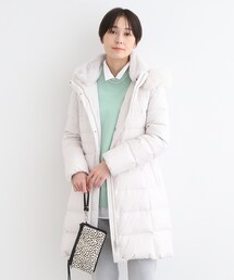 美品＊INDIVI フーテッドロングダウンコート　黒　38撥水 INDIVI ダウンコート ダウンジャケット 「リニューアル