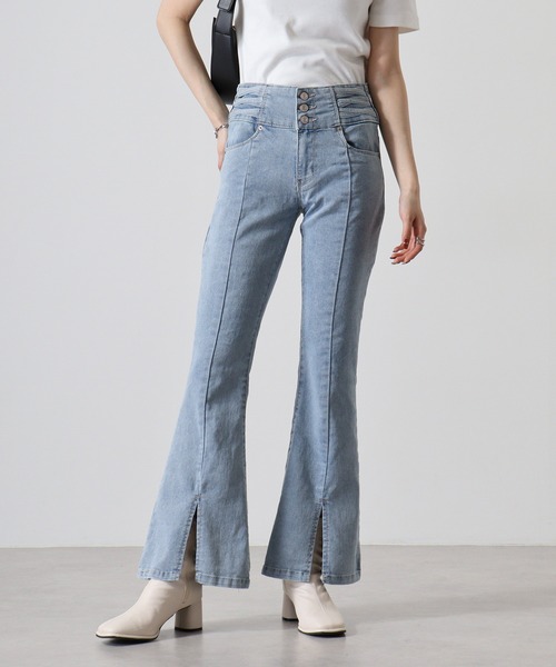 美品fetico ハイウェストジーンズパンツ デニム ROSE DENIM HIGH-WAIST
