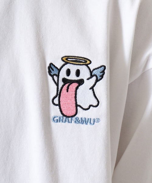 送料無料　8％OFF　GRAF&WU グラフアンドウー BOOGHOST キュートお化けオリジナルファーストモチーフ1ポイント刺繍 長袖Ｔシャツ　正規取り扱いブランド GRAF＆WU 送料無料 8％OFF GRAF&WU グラフアンドウー BOOGHOST