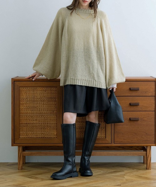 クリスチャンオジャール【M】ケーブル編みニット ポンチョ 日本製 ウール シルク ⭐︎handmade⭐︎手編み ポンチョ ニット・セーター