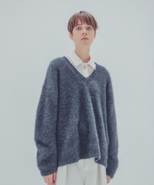ニット fox cashmere vneck pullover(フォックスカシミヤVネックプル 