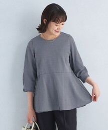tシャツ フード風バックペプラムミディ丈カットソープルオーバー レディース green label relaxing tシャツ サッカー ペプラム プルオーバー