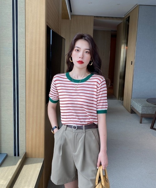 tシャツ リンガー配色 ボーダーTシャツ レディース : ZOZOTOWN Yahoo 