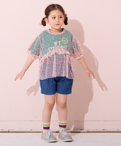 きよちゃん MARKEY'S パンツ デニムスモッキングキュロットパンツ キッズ