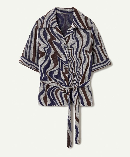 「leinwande」 半袖シャツ ONE SIZE ネイビー レディース leinwande 「leinwande」 半袖シャツ ONE SIZE ネイビー