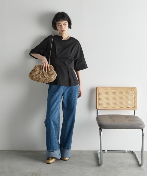 THE Yon tシャツ ウエストタックハーフスリーブTシャツ