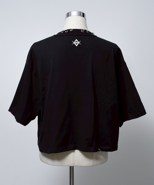 tシャツ 「REFLEM/レフレム」スカルプリントクロップドTシャツ/ハーフスリーブカットソー レディース メンズ REFLEM tシャツ 「REFLEM/レフレム」スカルプリントクロップドT