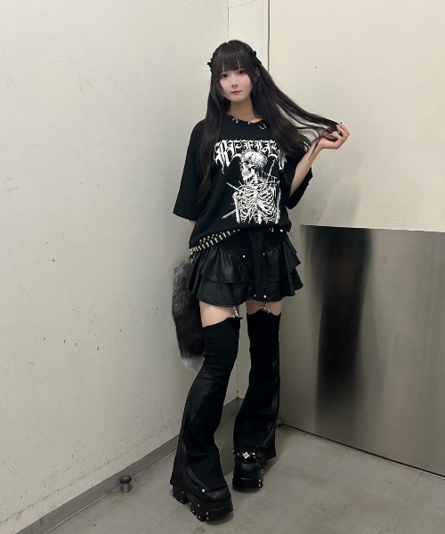 REFLEM tシャツ 「REFLEM/レフレム」スカルプリントクロップドT