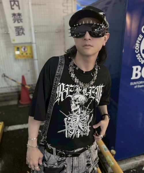 tシャツ 「REFLEM/レフレム」スカルプリントクロップドTシャツ/ハーフスリーブカットソー レディース メンズ REFLEM tシャツ 「REFLEM/レフレム」スカルプリントクロップドT