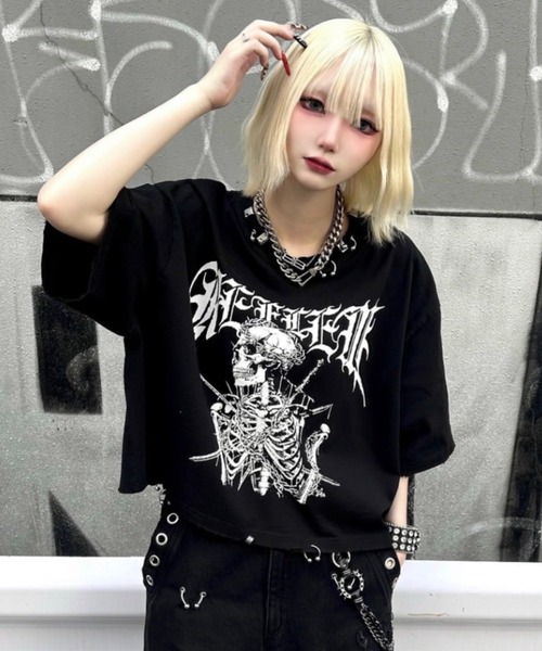REFLEM tシャツ 「REFLEM/レフレム」スカルプリントクロップドT