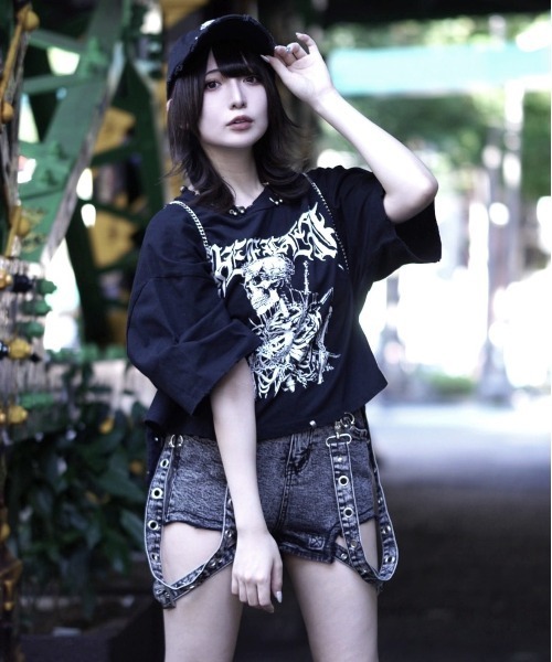 REFLEM tシャツ 「REFLEM/レフレム」スカルプリントクロップドT