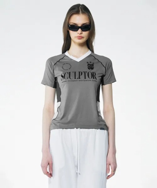 SCULPTOR Sports Jersey Tee グレー SCULPTOR ジャージ Sports Jersey Tee レディース : ZOZOTOWN