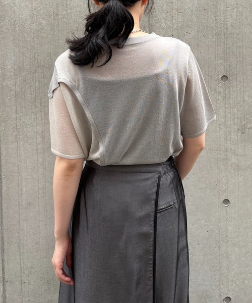 ニット セーター 「＆g'aime」カーブラメ切替ニット　Curved llic Accent Knit レディース &g'aime ニット セーター 「＆g'aime」カーブラメ切替ニット