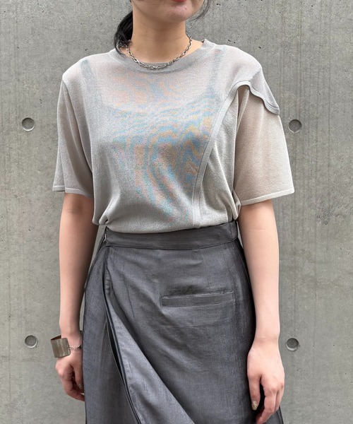&g'aime ニット セーター 「＆g'aime」カーブラメ切替ニット