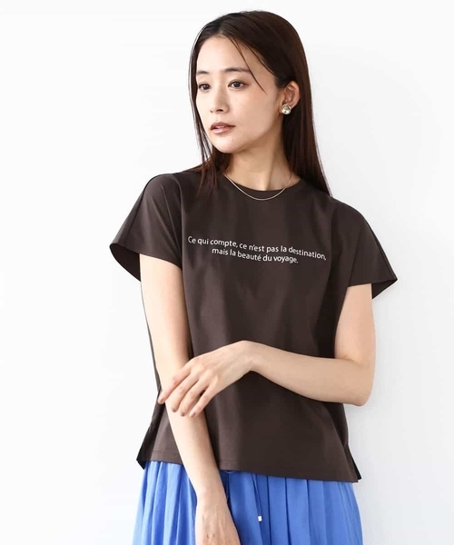 tシャツ フレンチスリーブロゴTシャツ/接触冷感/洗える レディース