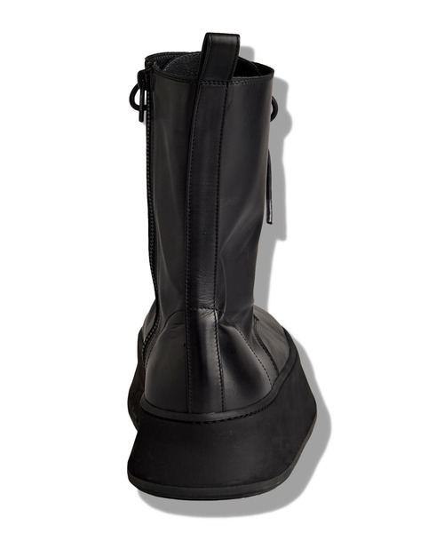 ブーツ 「NO ID.」Cow Leather Platform Lace-Up Boots / カウ レザー プラットフォーム レースアップ ブーツの画像