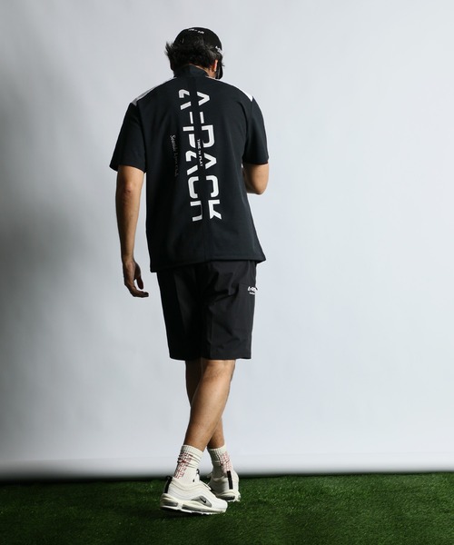 tシャツ 「BLACK LABEL」”A-PACK” STAND HALF ZIP TEE：鹿の子/ドットメッシュ ハーフジップ スタンドTEEの画像