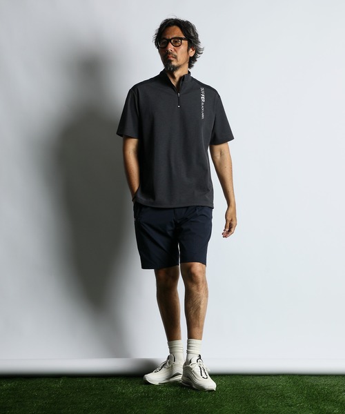 tシャツ 「BLACK LABEL」”A-PACK” STAND HALF ZIP TEE：鹿の子/ドットメッシュ ハーフジップ スタンドTEEの画像