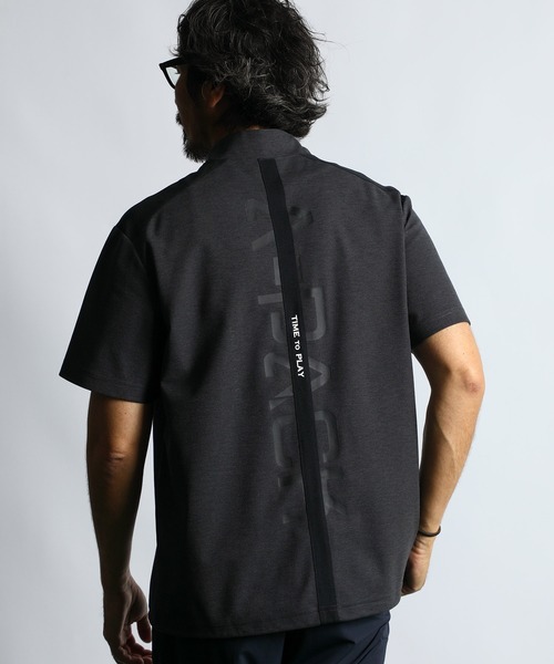 tシャツ 「BLACK LABEL」”A-PACK” STAND HALF ZIP TEE：鹿の子/ドットメッシュ ハーフジップ スタンドTEEの画像