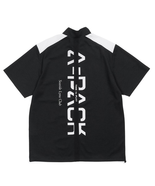 tシャツ 「BLACK LABEL」”A-PACK” STAND HALF ZIP TEE：鹿の子/ドットメッシュ ハーフジップ スタンドTEEの画像