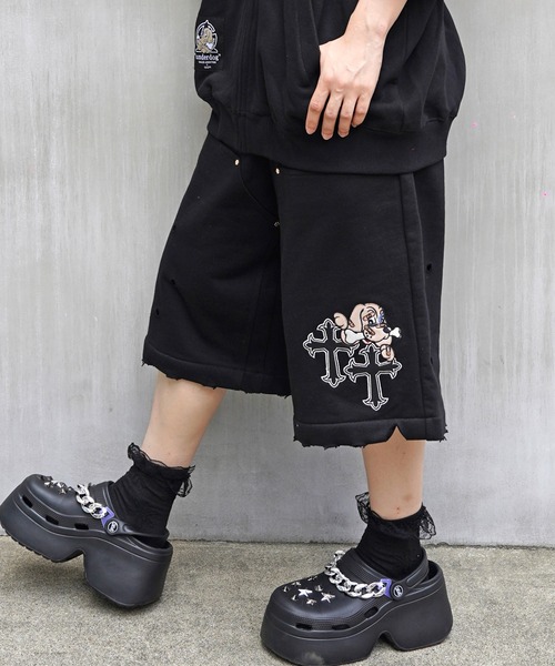 GALFY オーバーハーフパンツ GALFY パンツ GA×GALFY-クロスガリノハーツハーフパンツ メンズ