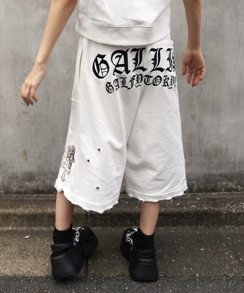 GALFY パンツ GA×GALFY-クロスガリノハーツハーフパンツ メンズ