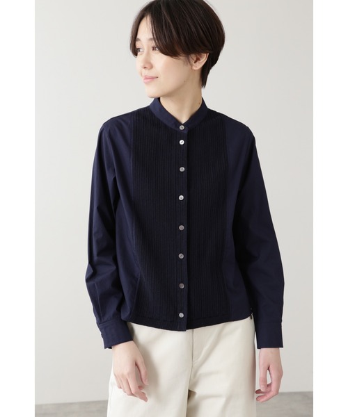 「human woman」 長袖ブラウス MEDIUM ネイビー レディース