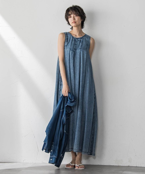 ワンピース MA MAYSON GREY ワンピース バイオシルクデニムタックフレア