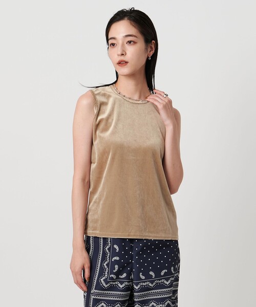 tシャツ ベロアノースリーブトップス レディース UNITED ARROWS tシャツ ベロア ノースリーブ Tシャツ