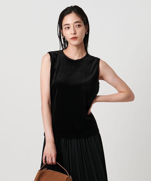 tシャツ ベロア ノースリーブ Tシャツ ウォッシャブル レディース
