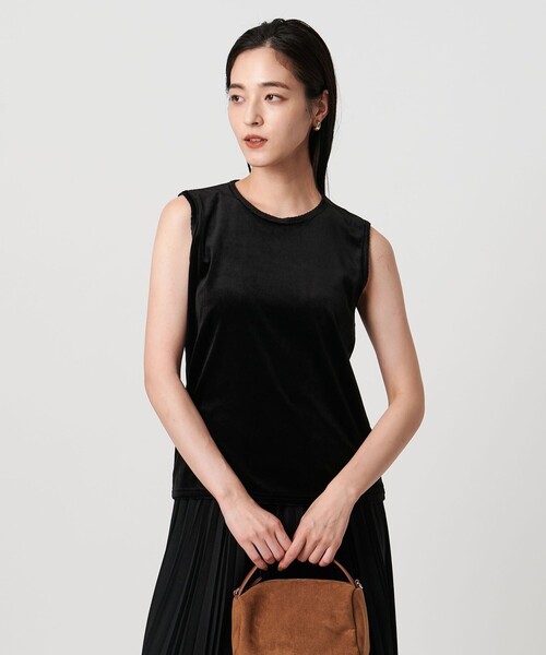 tシャツ ベロアノースリーブトップス レディース UNITED ARROWS tシャツ ベロア ノースリーブ Tシャツ