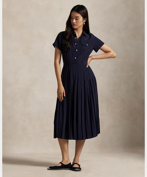 Ralph Lauren シルク ワンピース　L POLO RALPH LAUREN シャツワンピース シルク クレープ